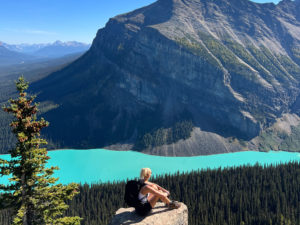 Beehive Lookout over Lake Moraine in the Rockies, Canada